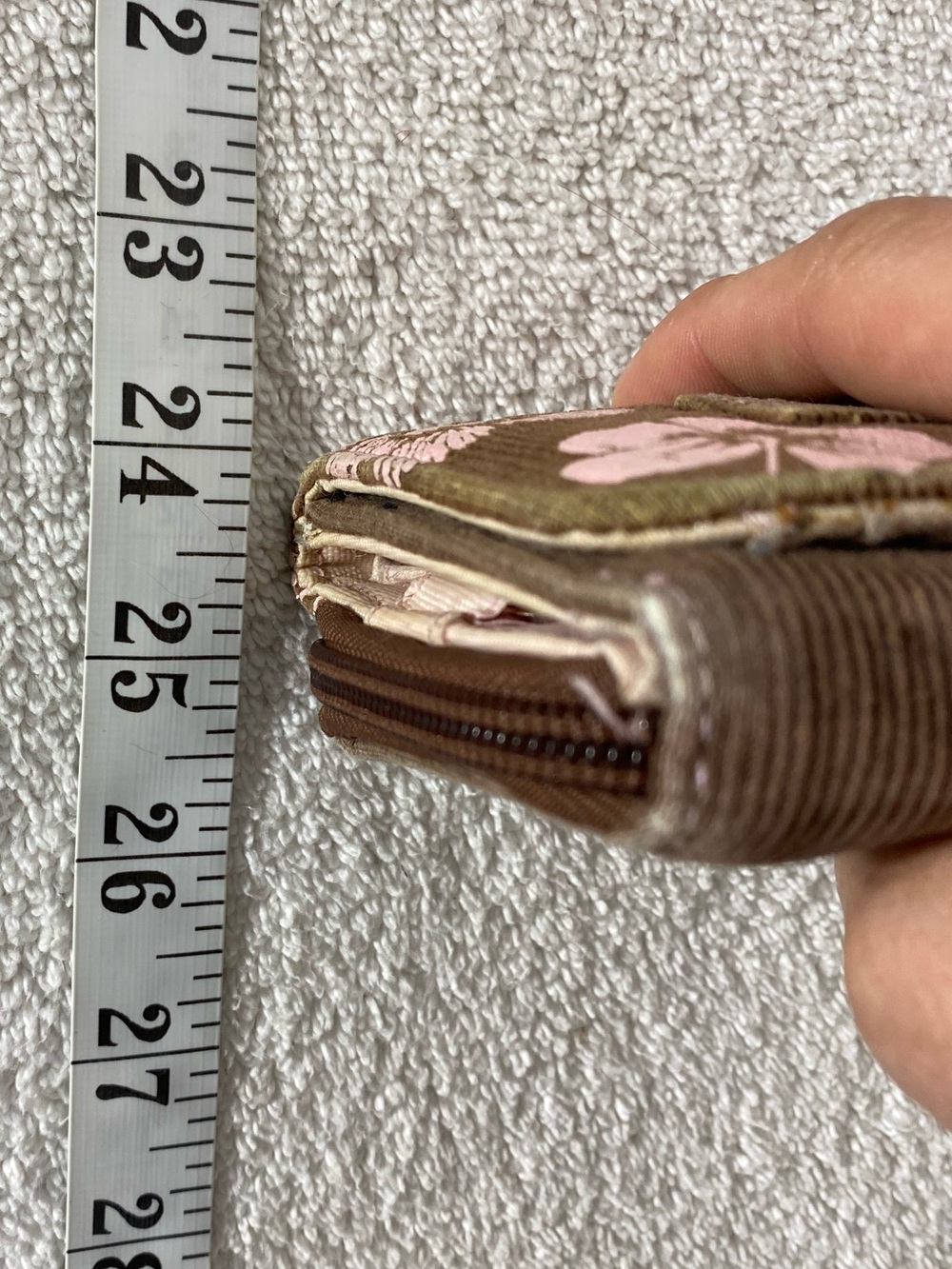 5/$25 Vintage Y2K Point Zero Brown Corduroy W Pink Flowers Tri Fold Wallet Retro - Picture 14 of 16